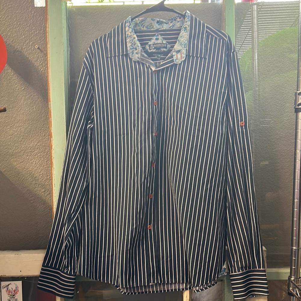 Men's Black Striped Casual Button Down Shirt